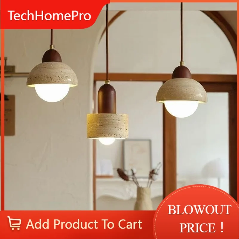 TechHPModern Yellow Cave Stone Bedside Pendant Light Bedroom Corridor Living Room Background Wall