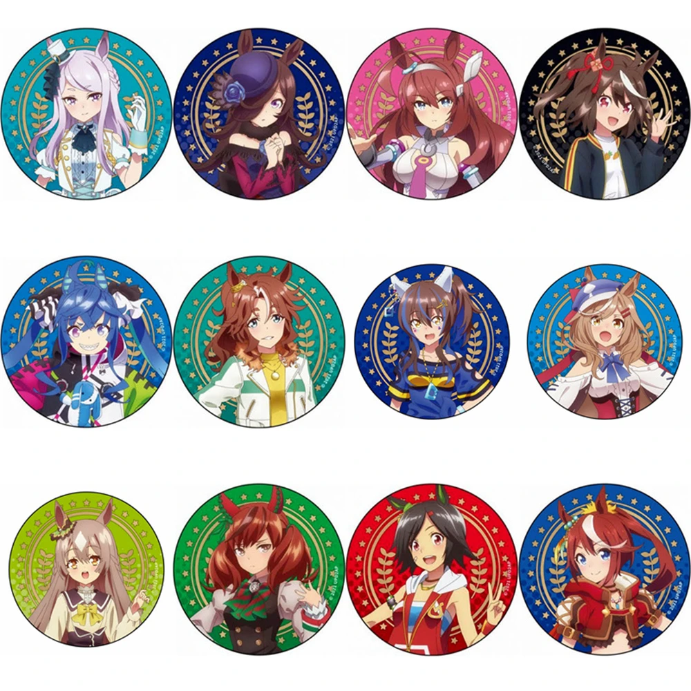 58mm Anime Pretty Derby Cosplay disfraces SPTE estaño plateado Pin insignia accesorios colgante Prop
