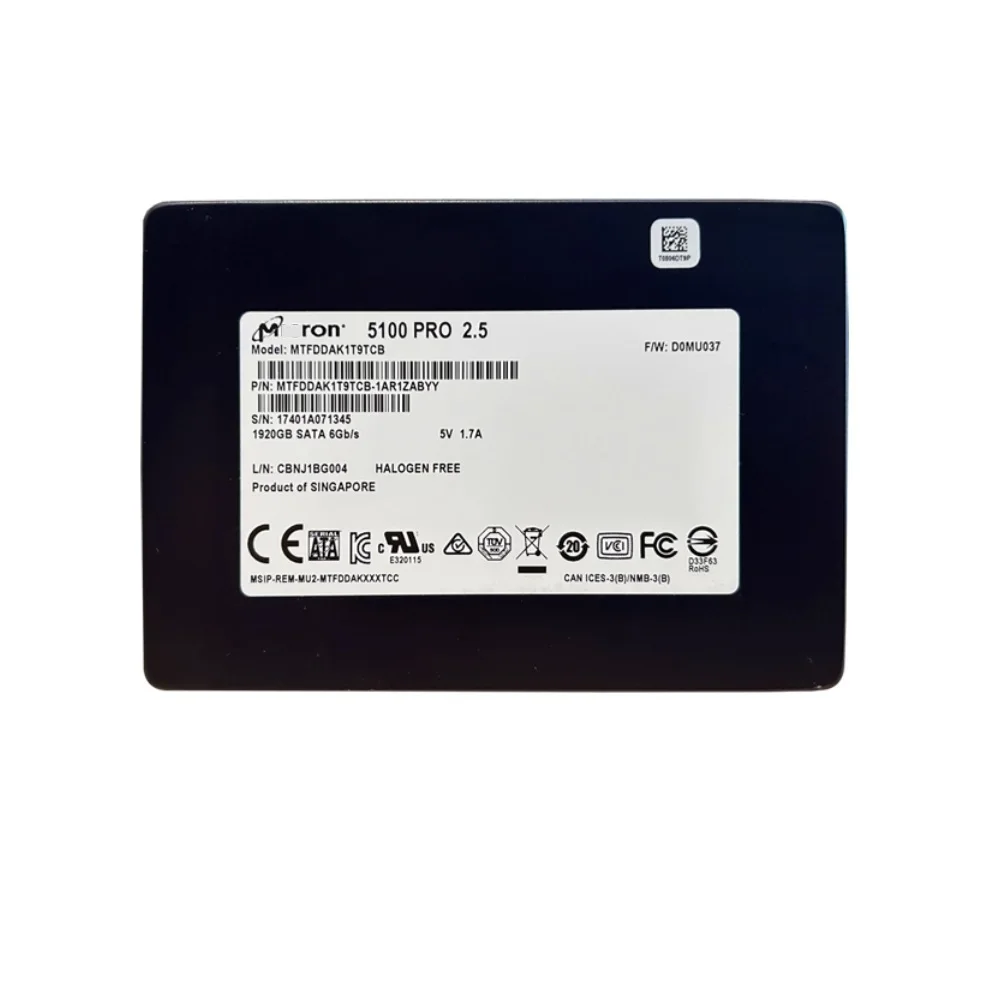 

Б/у Enterprise SSD Micrn 5100 PRO 1,92 ТБ SATA3 2,5-дюймовый твердотельный накопитель Health 90%+ Случайная версия для сервера