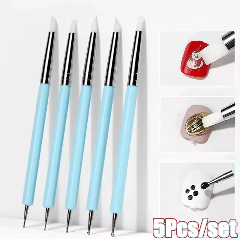 5 قطعة أداة النحت الطين السيليكون لفرشاة النمذجة التنقيط مسمار الفن الفخار الطين أداة DIY بها بنفسك نحت أدوات النحت رئيس لينة