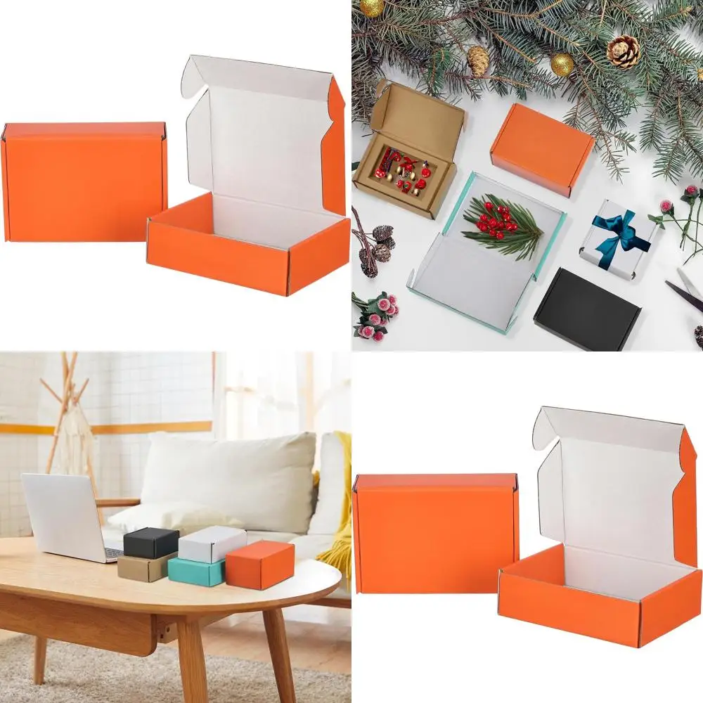 

100 упаковок 7x5x2 оранжевых гофрированных небольших картонных транспортировочных коробок для почтовых расходов и упаковки