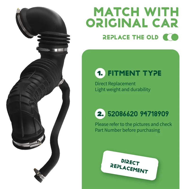 

ABXN-52086620 Car Coolant Air Inlet Hose Air Filter Connector Hose Corrugated Pipes For 94718909
