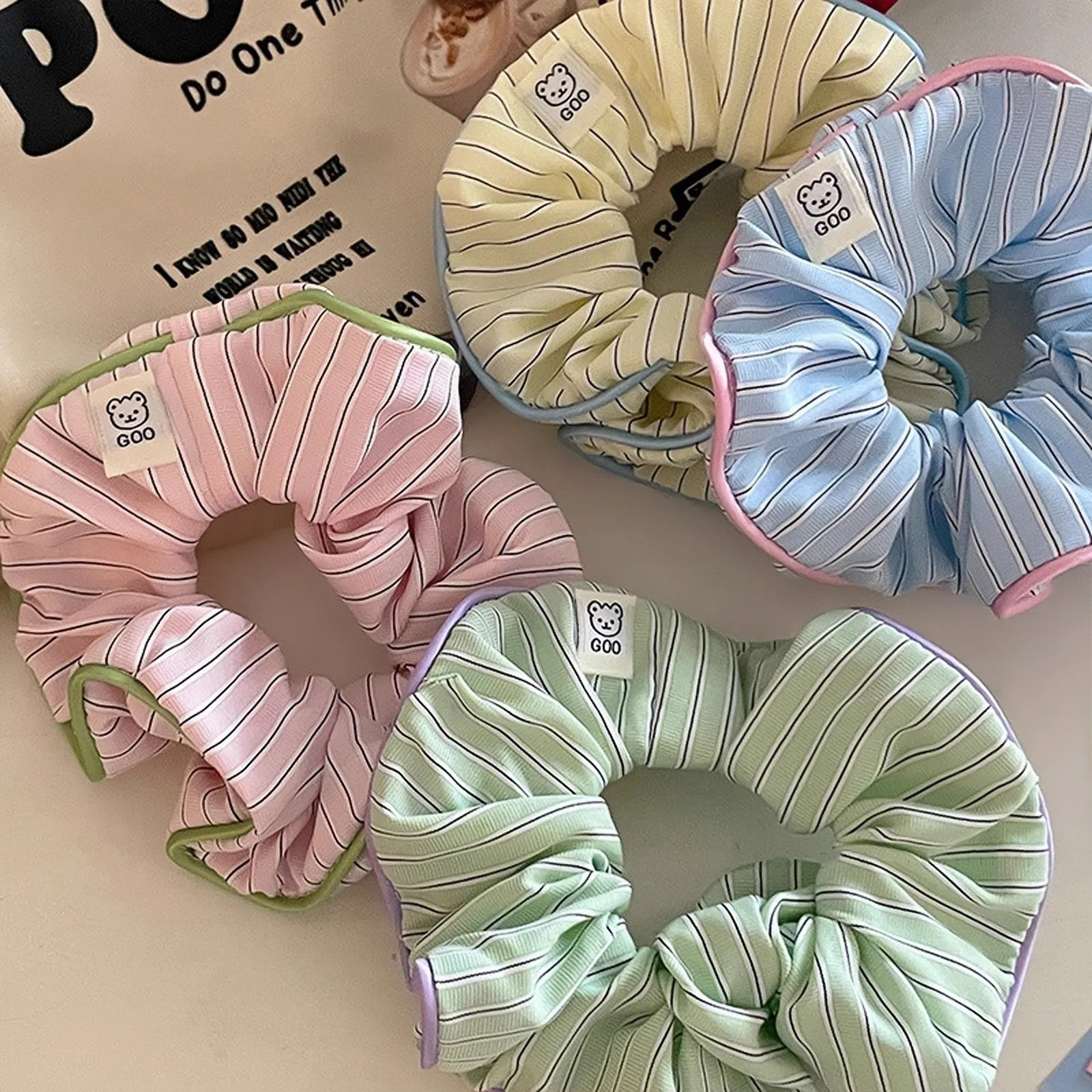 The Spring New Trendy Handmade Elastic Rope Ribbon Hair Scrunchies Intestine Hair Circle Chiffon Cotton Silk Cloth Ribbons 2024