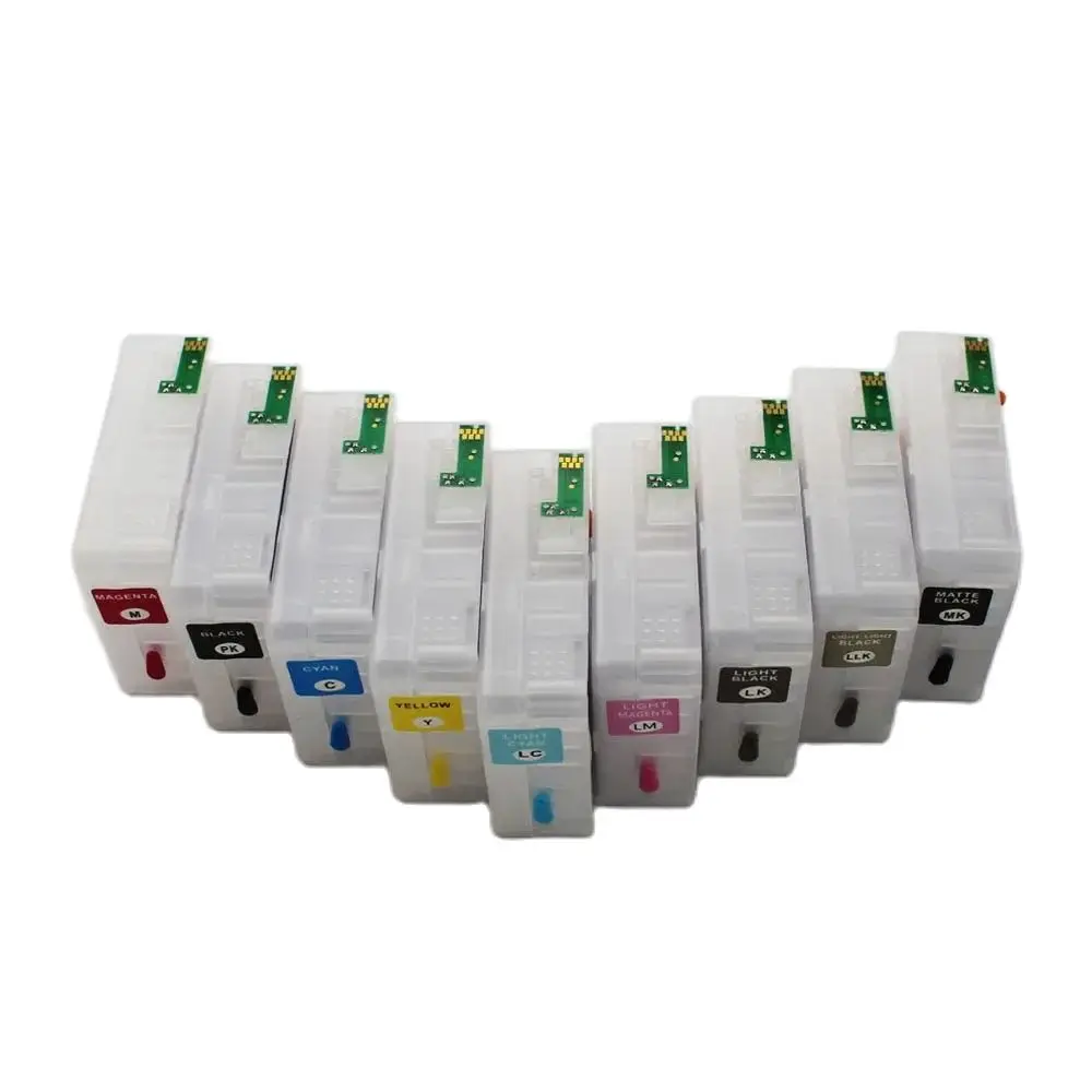 80ml 9color/set Empty refillable ink cartridge with permanent chip sensor for Epson 3800 3850 3880 3890 3885 3880C printer