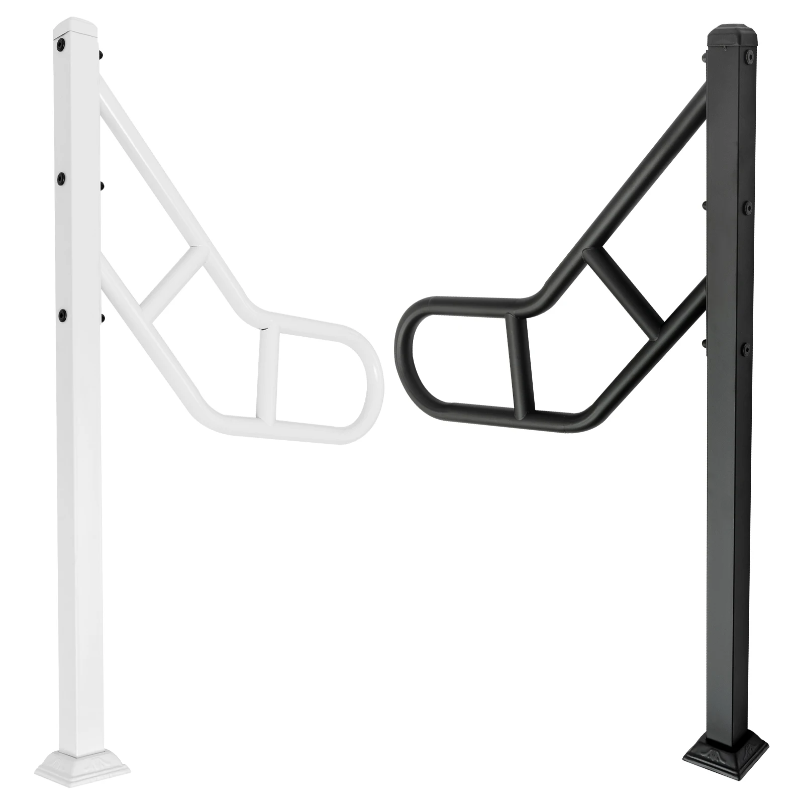 Single Post Handrail Outdoor Stair Railing U-Shaped Stepladder Grab Rails for Steps White/Black