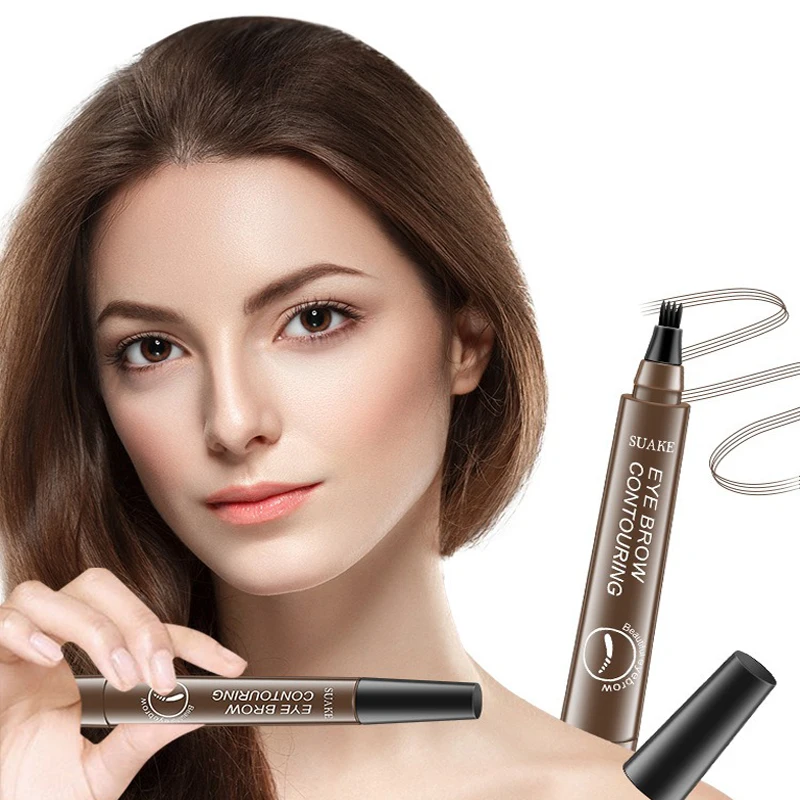 Lápiz de cejas de cuatro tenedores, cejas de dibujo impermeables duraderas naturales sin color con raíces