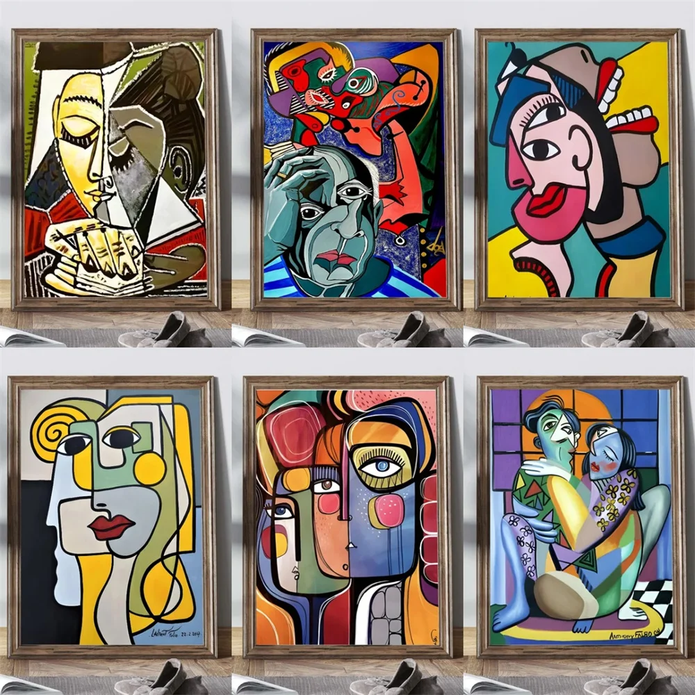 Artist Pablo Picasso Classic Art Canvas Paintings Prints Poster Cubist Style Abstract Character Wall Art Painting for Home Decor