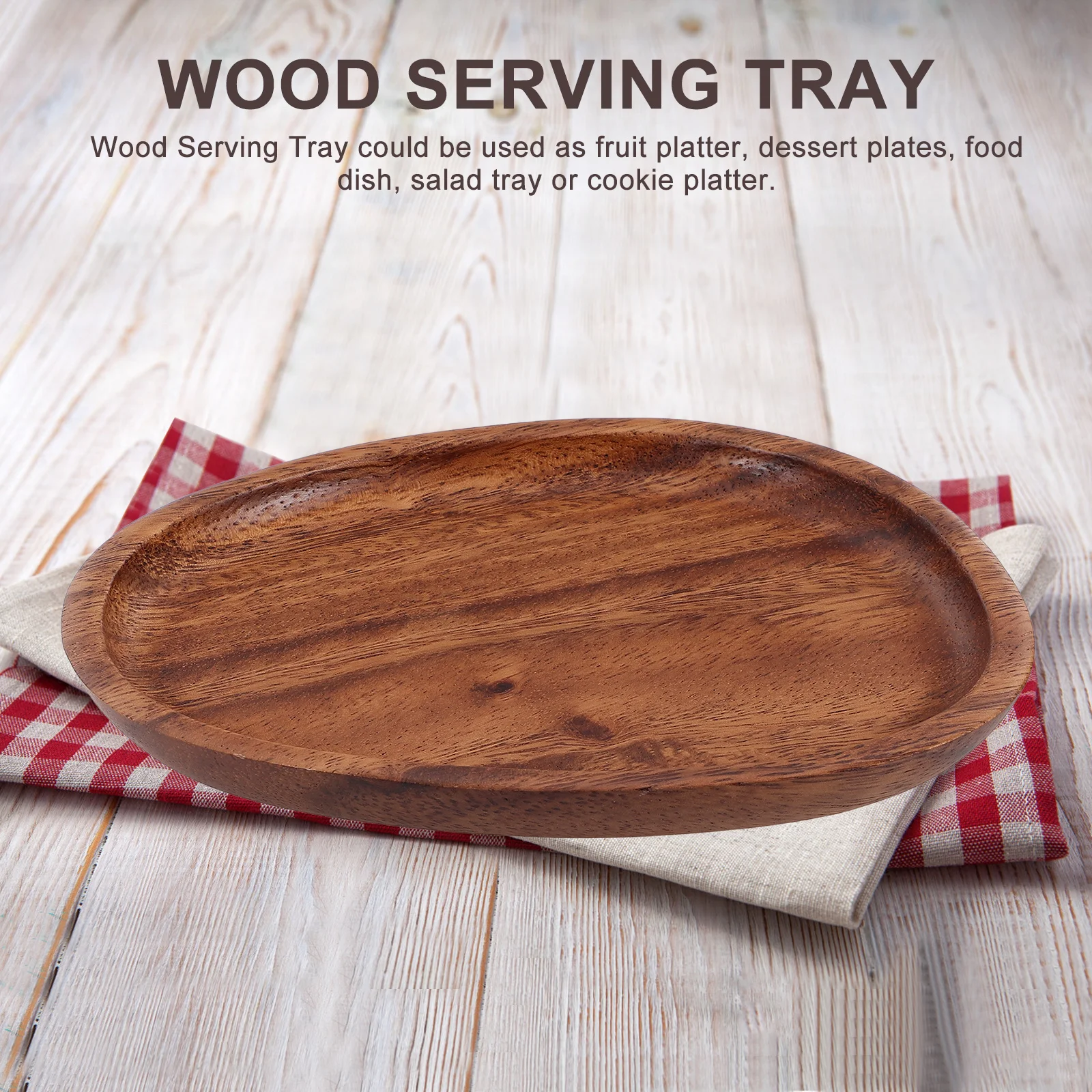 

1Pcs Wooden Fruit Tray Solid Wood Serving Plate for Salad Snacks Appetizers Sauce Salt Vinegar Sugar Daily Use Decorative