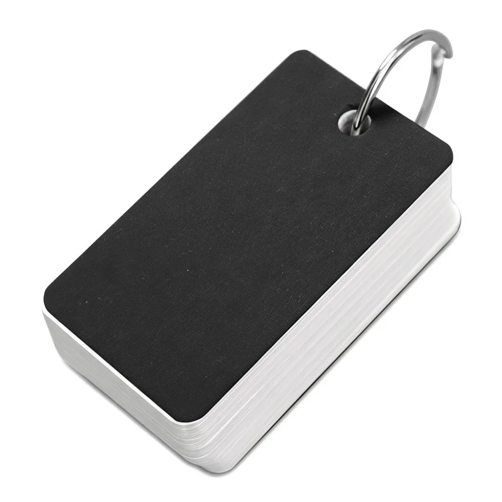 Paper Ring-bound Blank Word Flash Cards Brown, Black 7x4x2cm Rounded Corner DIY Graffiti Cards