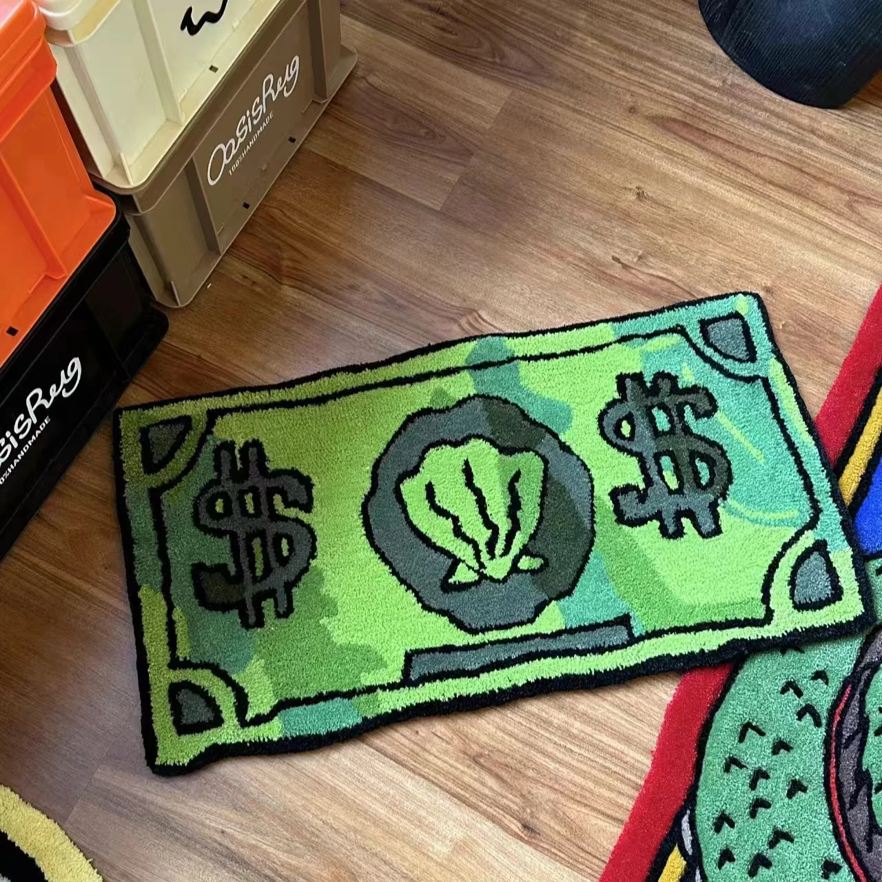 

VIKAMA Retro Animation Banknote Carpet Non-Slip Wear Living Room Bedroom Carpet Tide Store Industrial Style Home Decoration