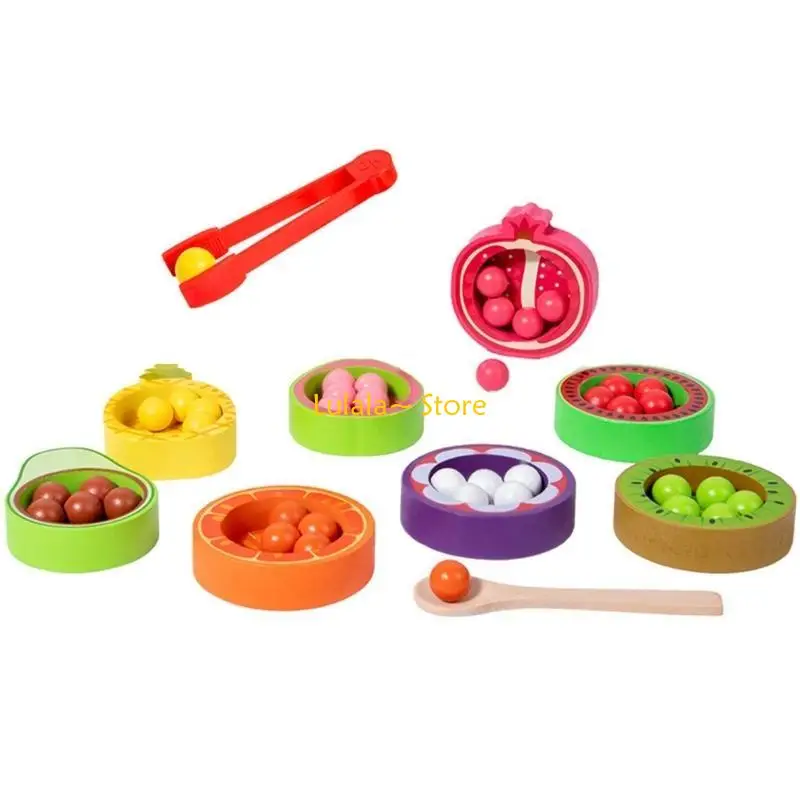 Y4QA 教育フルーツ認知色分類おもちゃクリップビーズのおもちゃ子供のための教育玩具子供クリスマスプレゼント