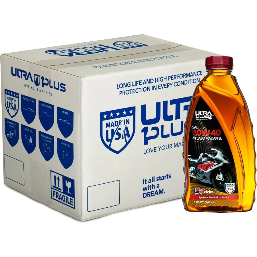 

4T 10W40 Motorcycle Oil Synthetic Blend API SL JASO MA210W40 Motor Oil 12 Quarts