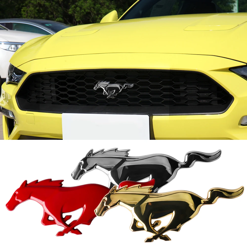Emblema de grade dianteira de carro de metal 3D para Ford Mustang ST Racing Focus Fiesta EcoSport Escort Ranger Fusion Mondeo Edge Taurus Shelby