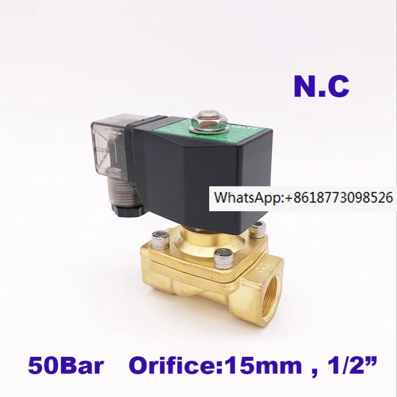 50bar 2 way high pressure brass solenoid valve for Air argon nitrogen G1/2