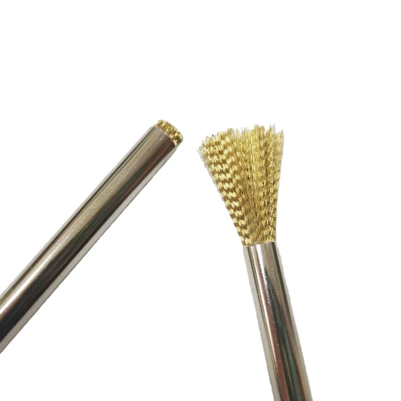1PCS Dental Stainless Steel Bur Brush Telescopic Handle Gold Wire Bristles Cleaning Brush Long Time Use Bur Cleaning Brush
