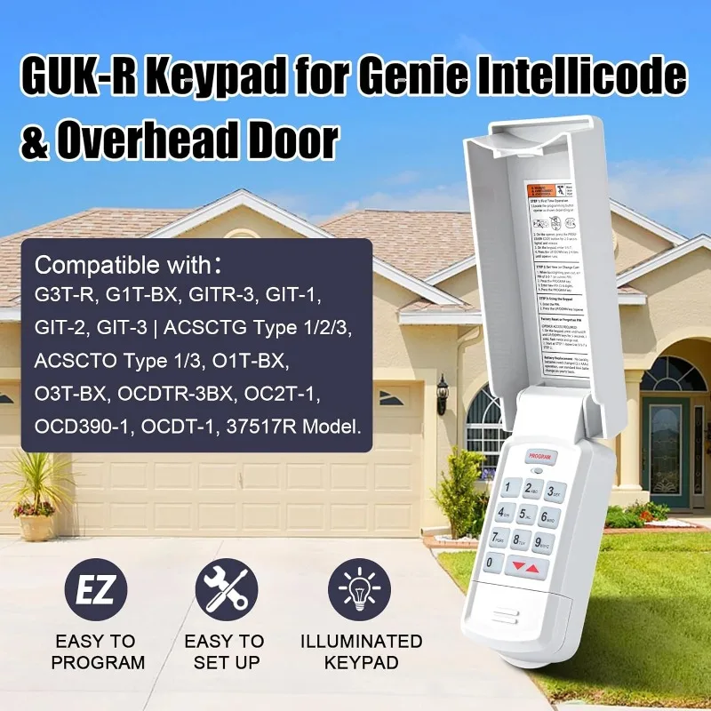 Compatible with Genie Universal Wireless Keypad, Garage Door Opener Keyless Entry Keypad 315/390MHz for Overhead Door
