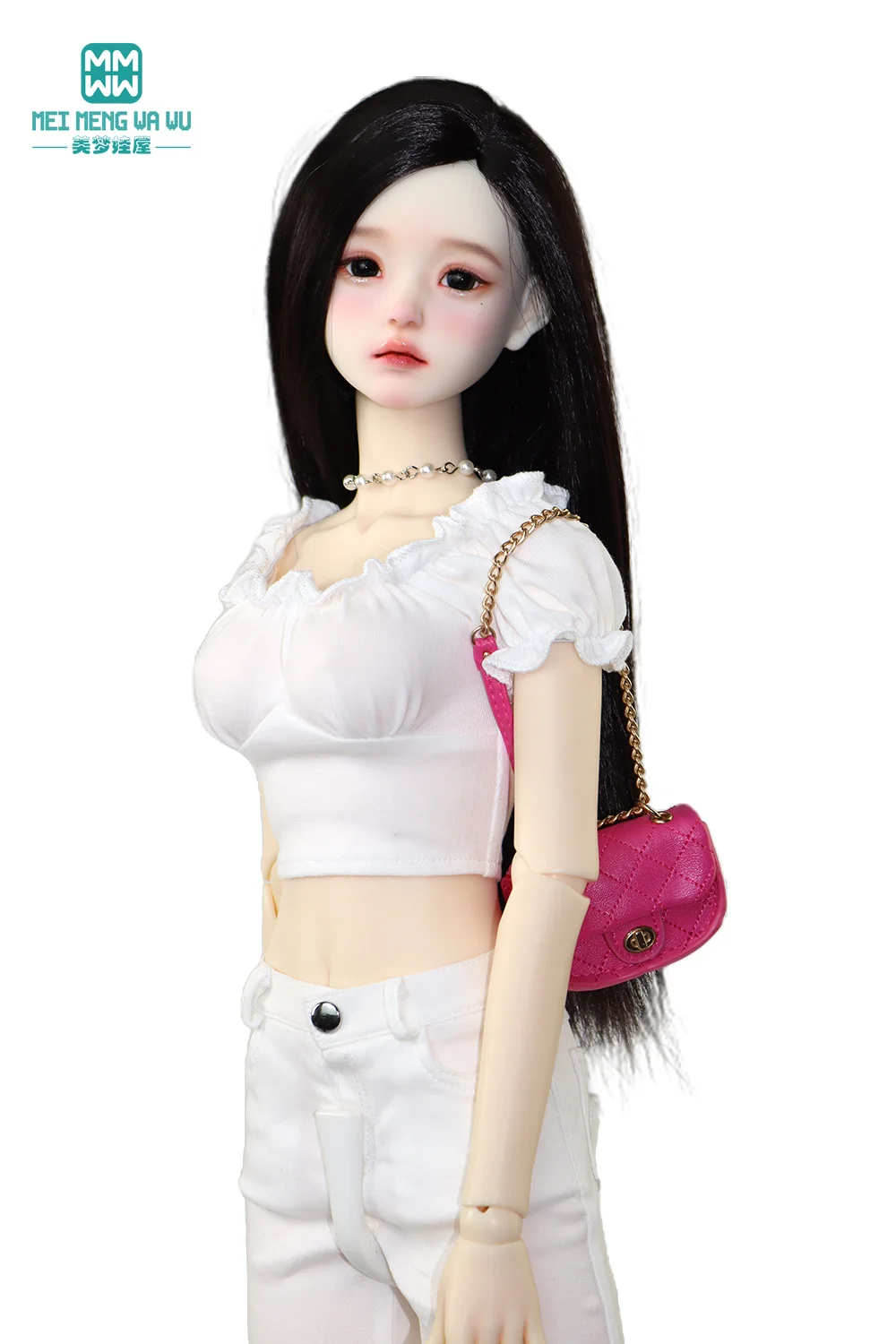 60cm 1/3 BJD Puppenkleidung Mode Low-Rise-Jeansshorts, Hemd Crop Top T-Shirt Spielzeugzubehör Mädchengeschenk – Detail 11