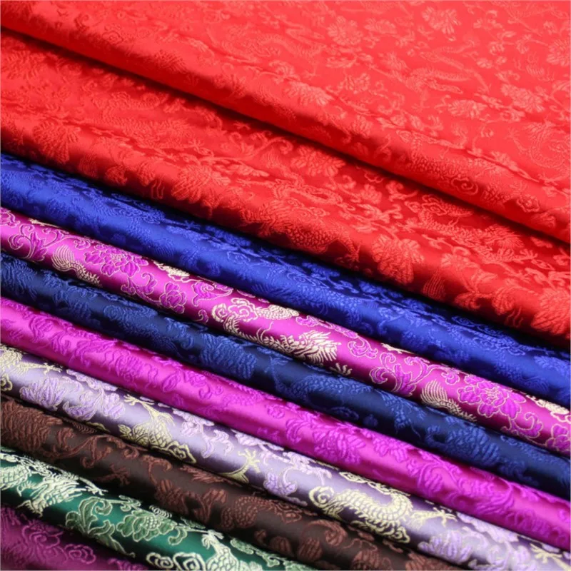 中国風チャイナドレス織りシルクサテン手巻き生地ジャカード織り