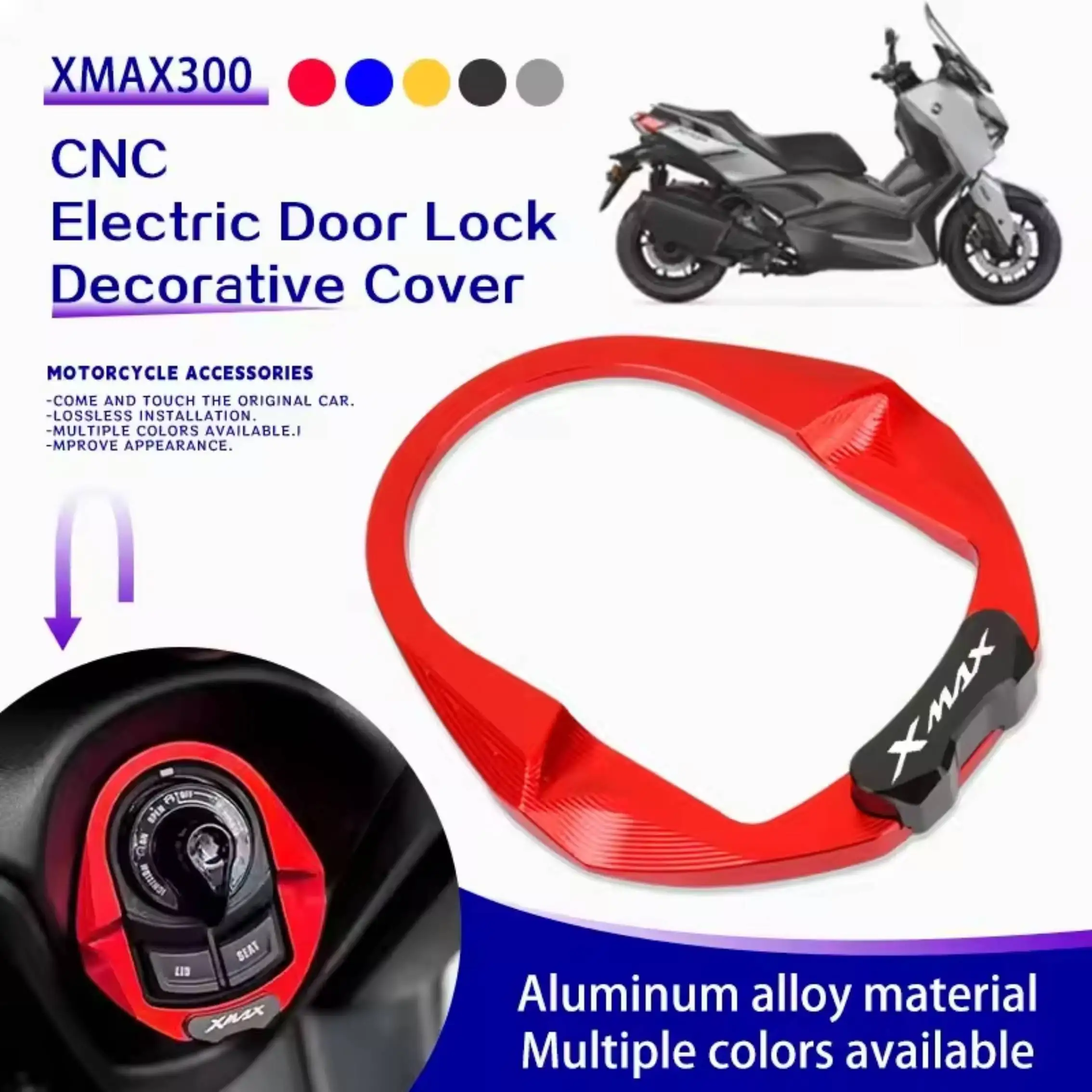 For XMAX300 XMAX 300 X-MAX 2023 2024 Motorcycle Accessories Electric Door Lock Trim Cover Door Striker Lgnition Switch
