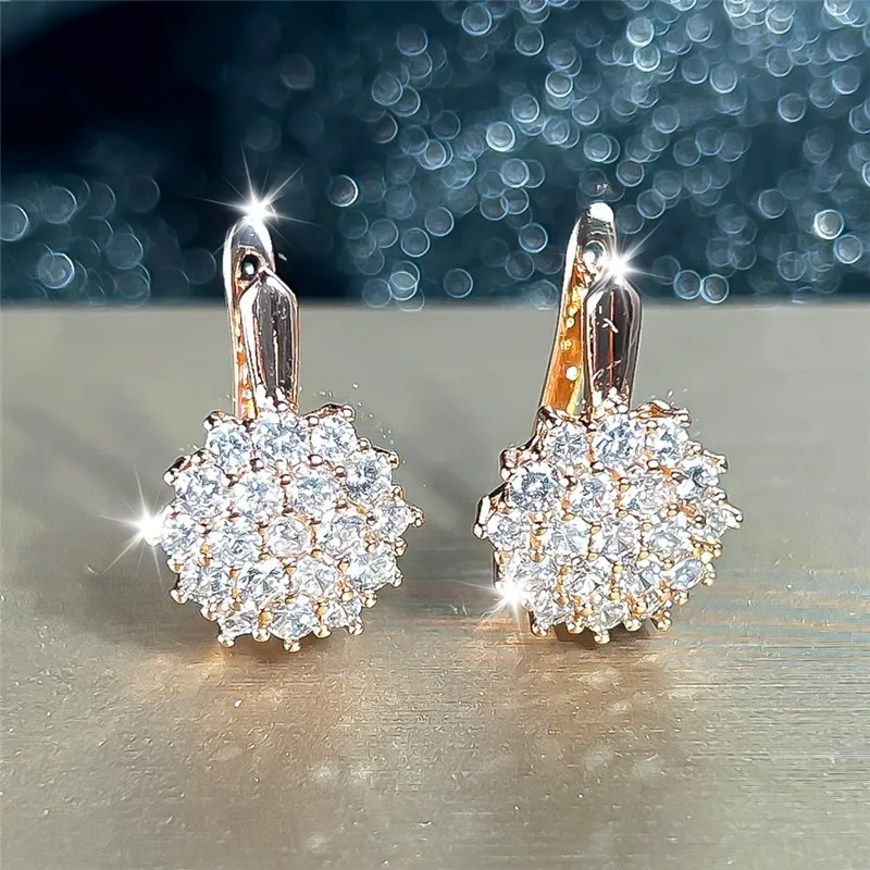 Luxus weibliche weiße Kristall clip Ohrring Charme Silber Farbe Hochzeits schmuck für Frauen