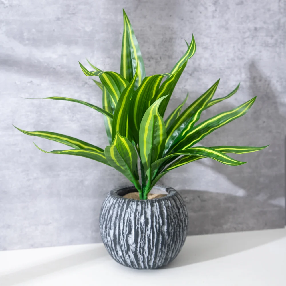 Hoja de Aloe Vera Artificial para decoración de hogar, planta de plástico de Agave falsa, Chlorophytum, Comosum, hierba de pared para exteriores, jardín, Festival, 36cm