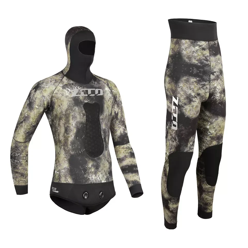 Custom Two Piece Diving Suit 3.5Mm Men's And Women's 3Mn Wetsuits Zipperless Spearfish Wetsuit