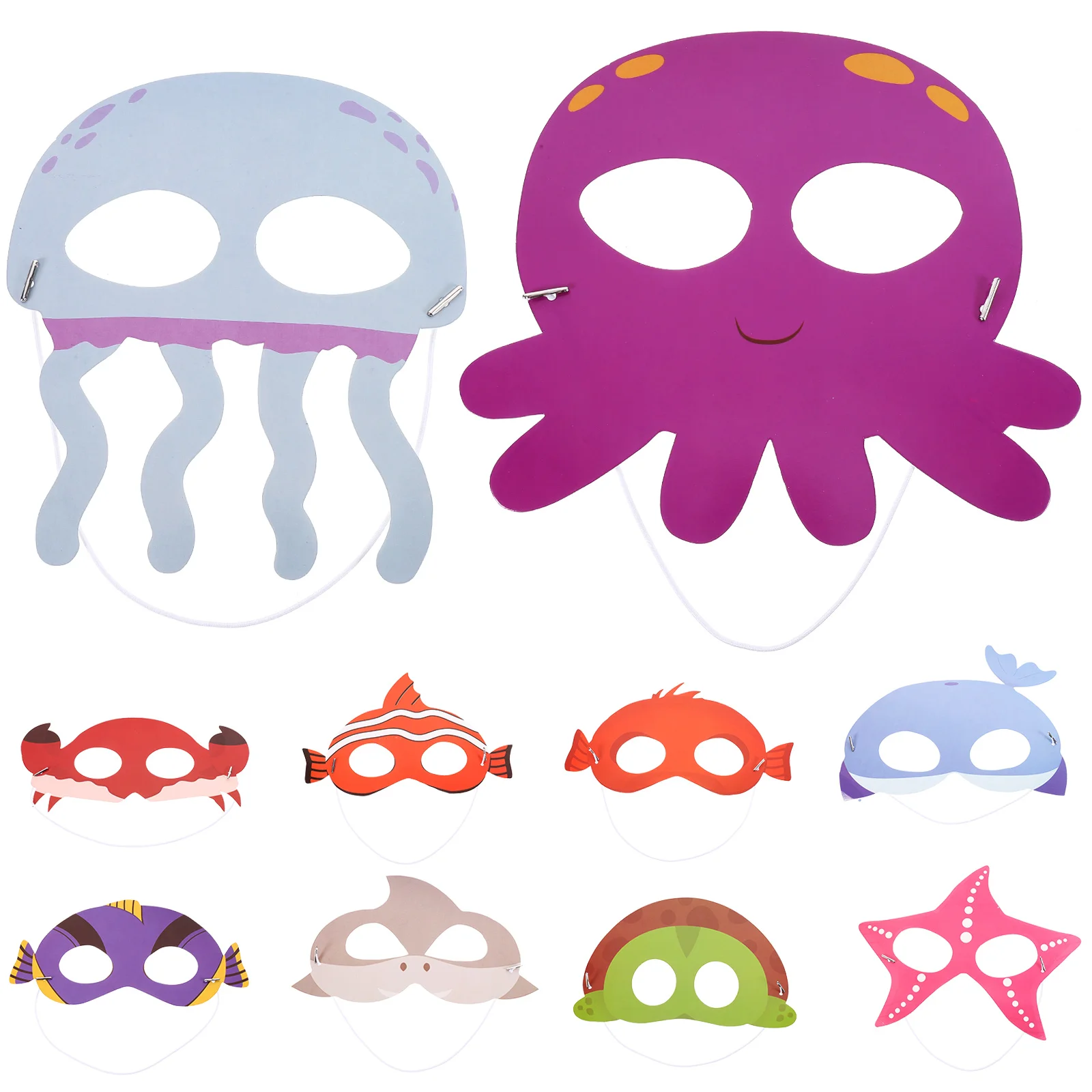 10pcs Ocean Animal Masks for Kids Halloween Party Role Playing Game Reusable Lightweight Cartoon Cosplay Festive