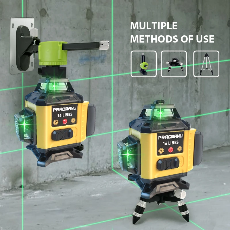 Pratico 16 linee 4D telecomando Wireless linee verdi livello Laser autolivellante con 1/2 batterie