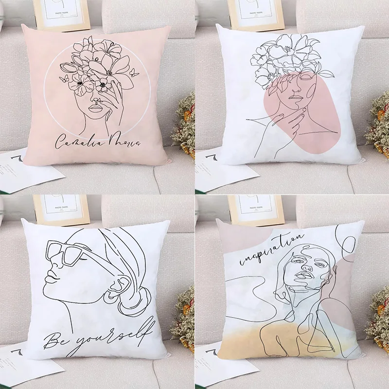 

Line Art Decorative Pillowcases Living Room Office Home Pillowcases Car Ornaments