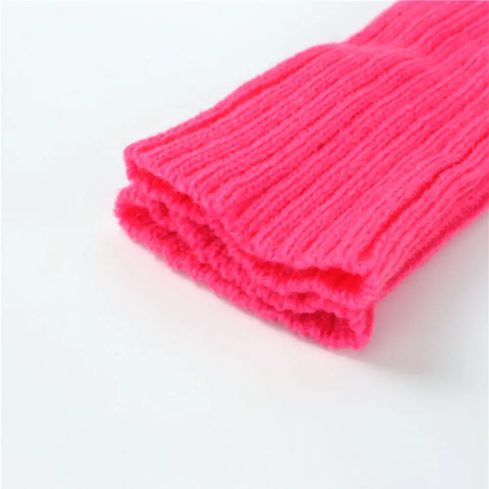 Women Fashion Knitted Arm Warmers Fluorescent Color Long Sleeve Gloves Winter Soft Elastic Trendy Street Style - view 3