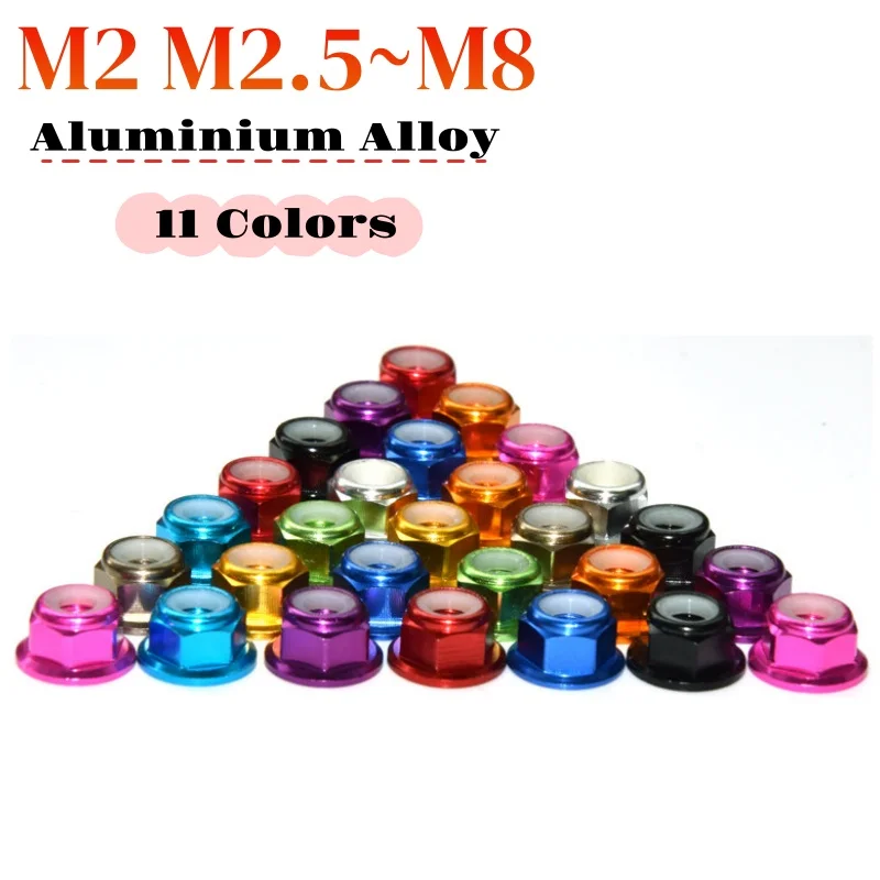 2/5/10pcs Colorful Nylon Insert Flange Locknu...