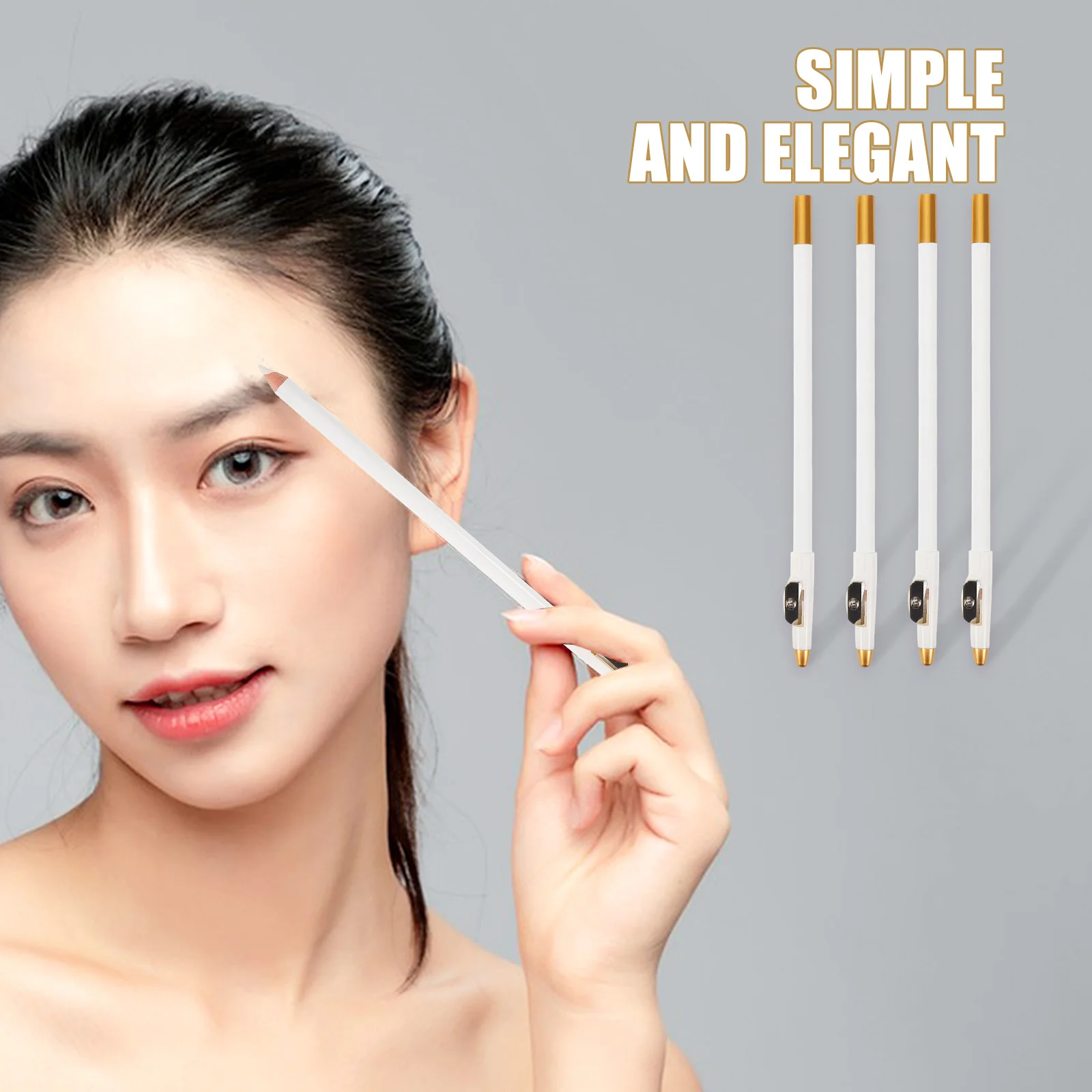 12pcs 눈썹 연필 화이트 우드 오래 지속되는 방수 Sweatproof 샤프너 여성 눈썹 셰이퍼 휴대용 메이크업