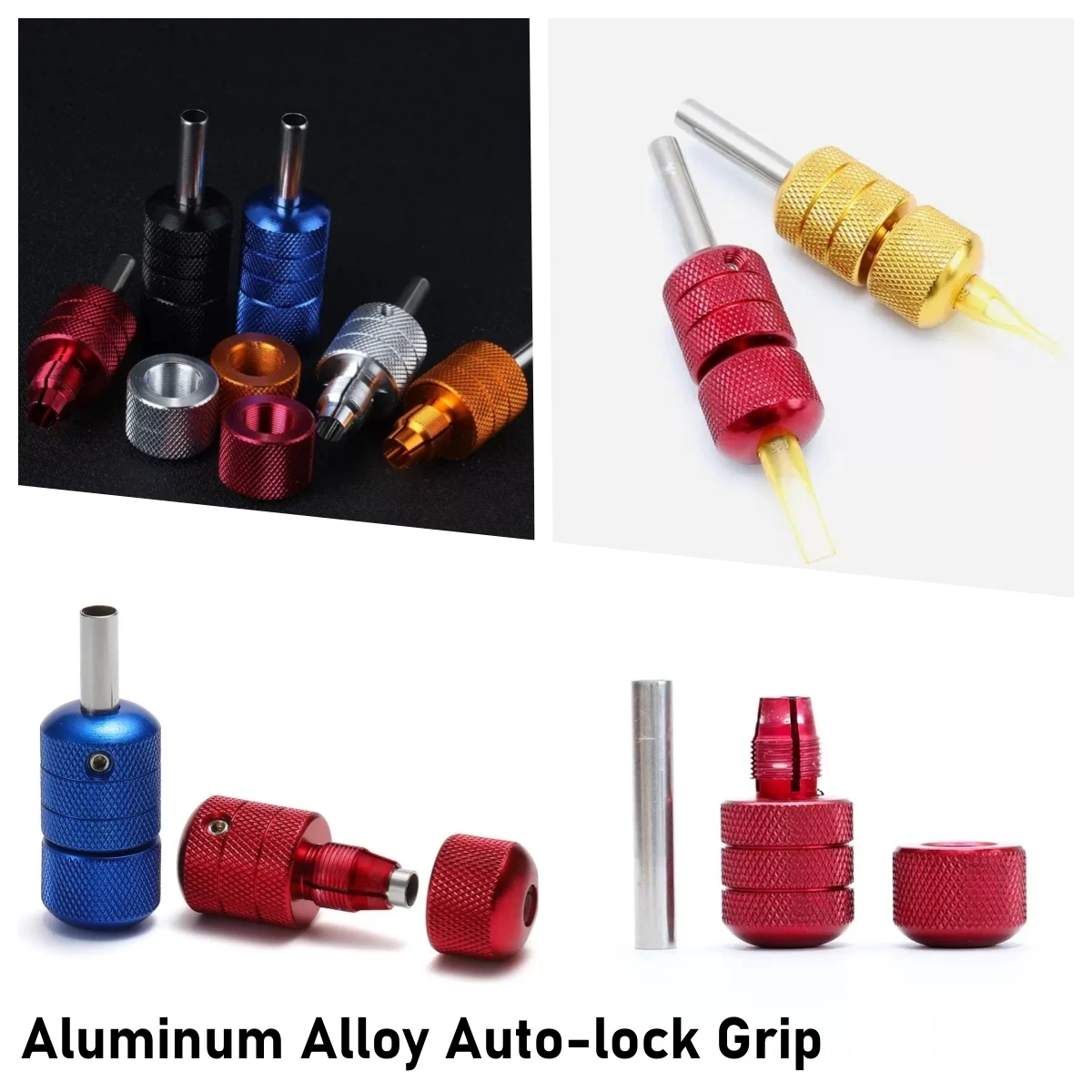 22mm 25mm 30mm Auto Lock Tattoo Grip Aluminum Alloy Stainless Steel Copper Multi Color For Long Needle Tips Supply