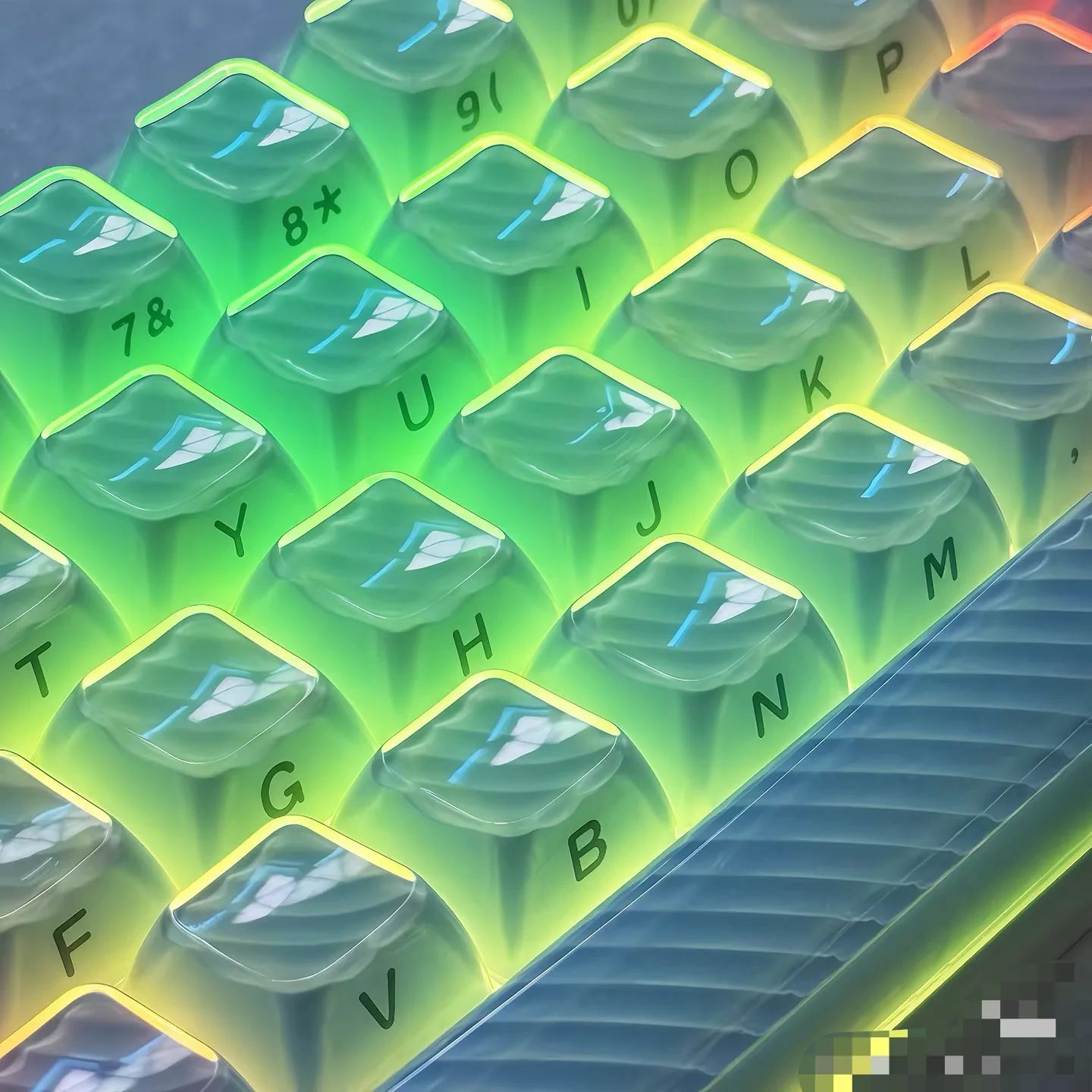 136 Keys Translucent Jelly Crystal Keycaps Wave Mechanical Keyboard for Alice Layout ASA for 64/68/84/104/108 Keycaps DIY 6.25u