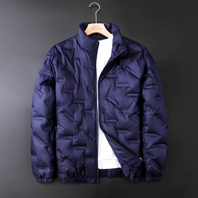 Winter New Men Fashion Baseball Jacket Windproof Pressure Glued Feather Jacket Men Outdoor Warm Comfortable Breathable Jacket