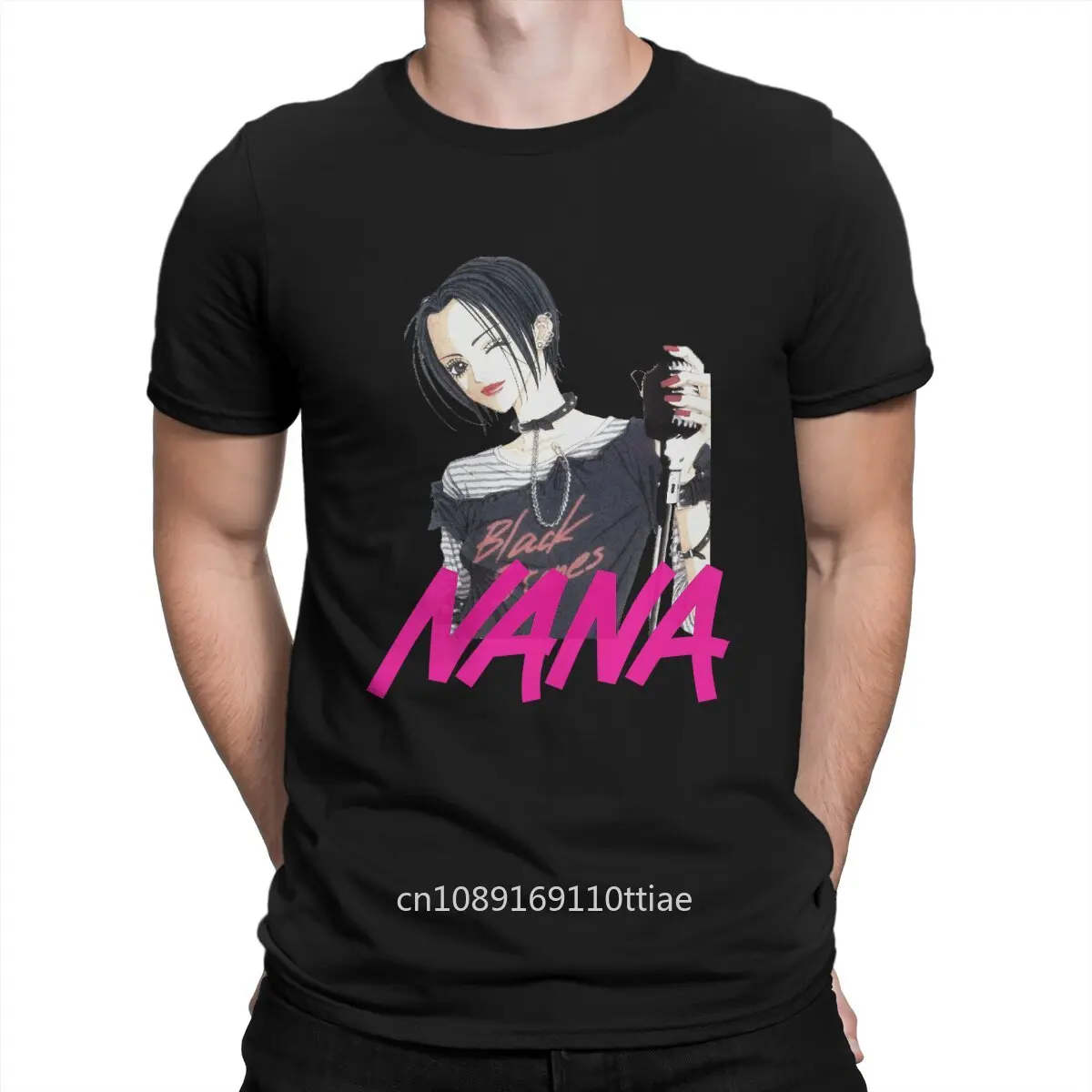 Men's T-Shirts Black Stones Humorous Cotton Tee Shirt Short Sleeve NANA Osaki Manga T Shirts Round Collar Clothes