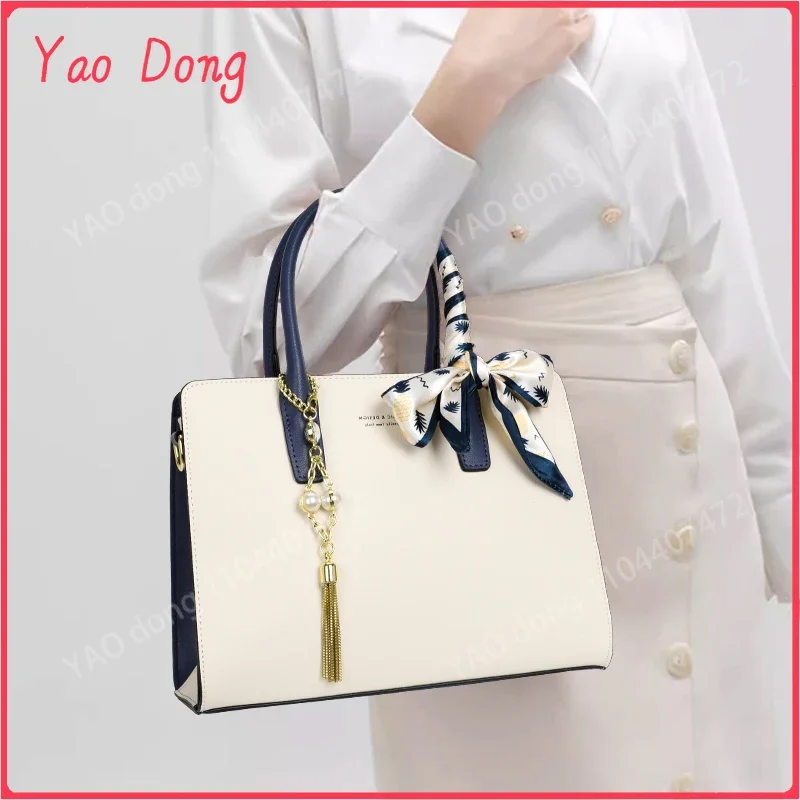 Yao Dong Aidrani, bolso ligero de lujo a la moda para mujer, gran capacidad, informal, versátil, bolso de piel de vaca blanco profundo