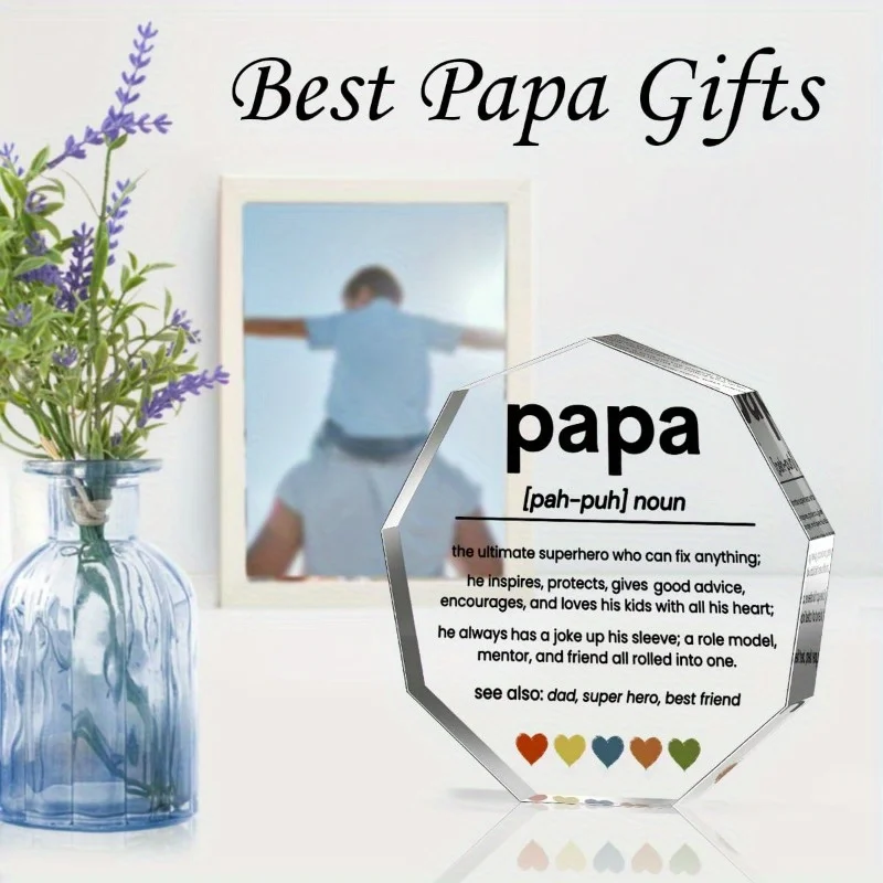 1pc Grandpa Papa Gifts Acrylic Decorative Signs Plaques, Thank You Gift For Papa Best Ever Gift/Birthday/Christmas Gifts For