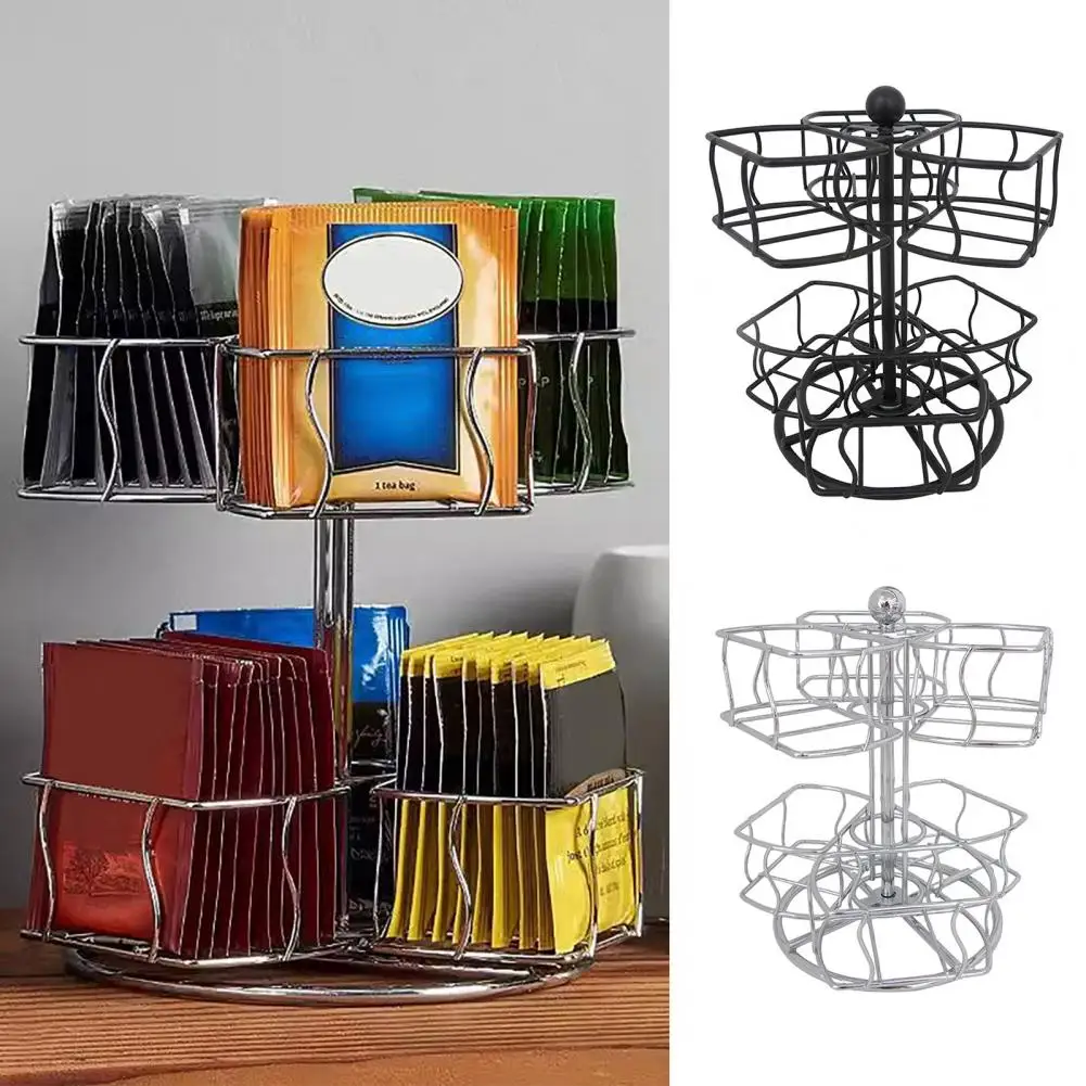 Teebeutel Lager regal Kaffee beutel Organizer Rotary Teebeutel Lager regal mit 2 Ebenen 6 Fächer für Home Office für die Küche
