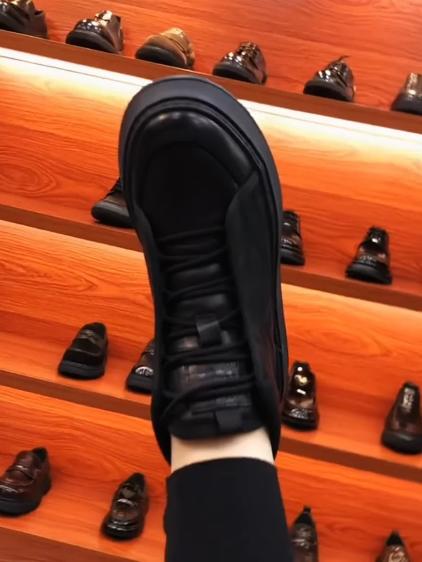 

Men's Pure Leather Fce Lined Comfortable Casual oes Sli Cool Versatile Autumn Winter New Arrival Rubber Outsole