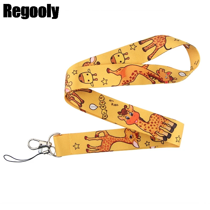 Giraffa animals Neck Strap cordini ID badge card holder portachiavi cellulare Strap Gift Ribbon webbing necklace