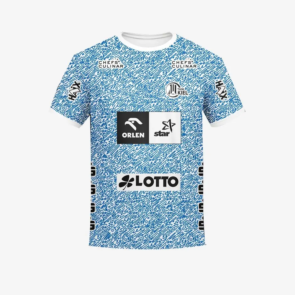 

2025-26 Men's THW Youth and Children's Sports Clothing, Large Training Handball Clothing, Breathable Neutral 3D T-shirt