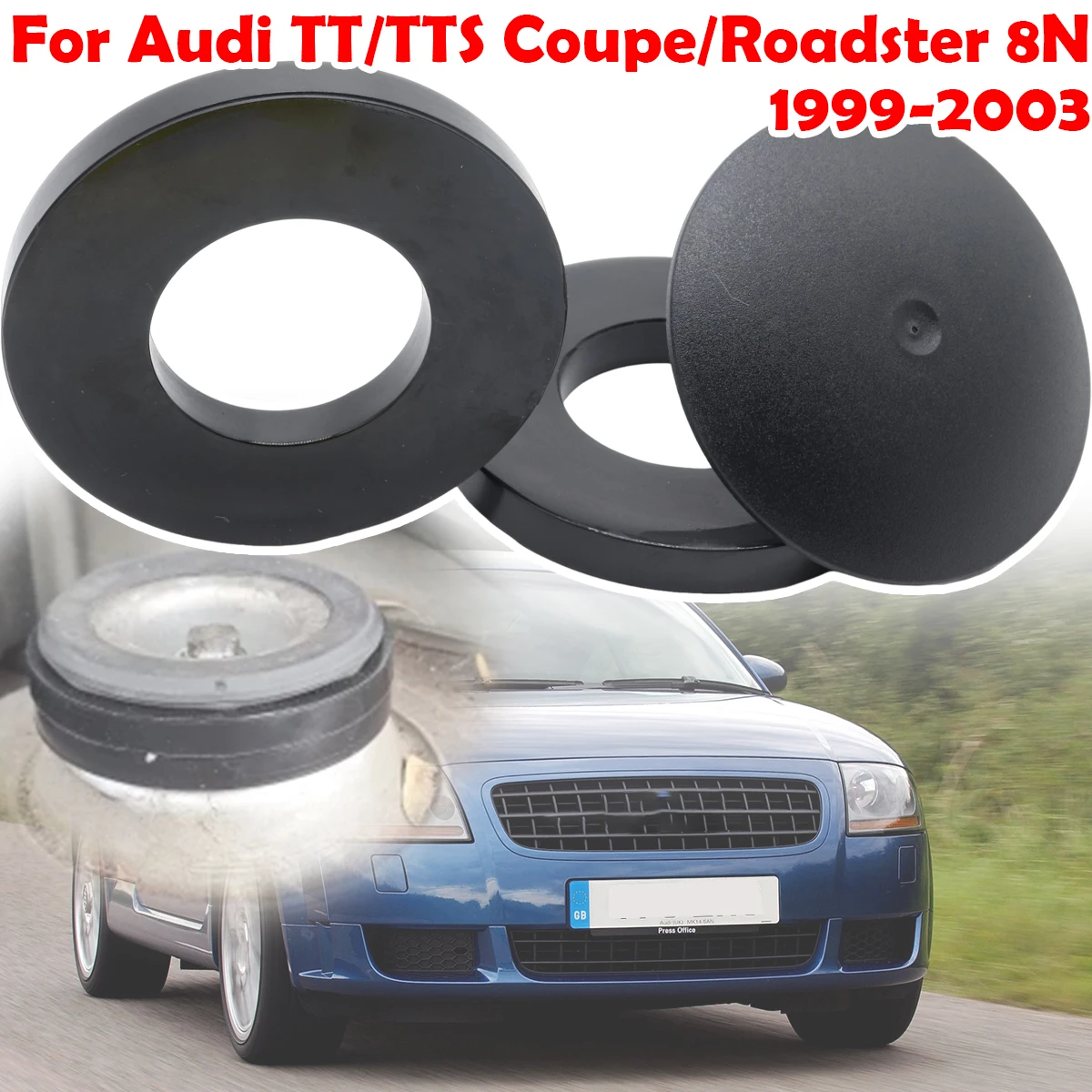 

For Audi TT/TTS Coupe/Roadster 8N 1999-2003 Front Suspension Shock Absorber Mount Cover Cap Strut Top Mount Rubber Ring Bushing