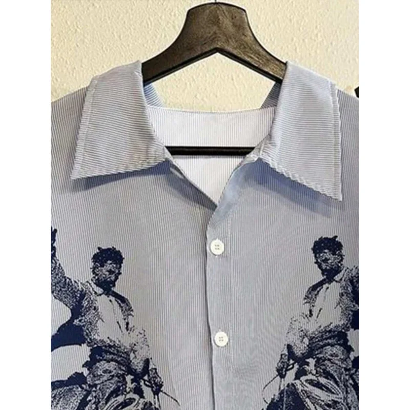 New Summer Men's Fashionable Stylish Printed Short Sleeve Shirt with Collar and Casual Cut