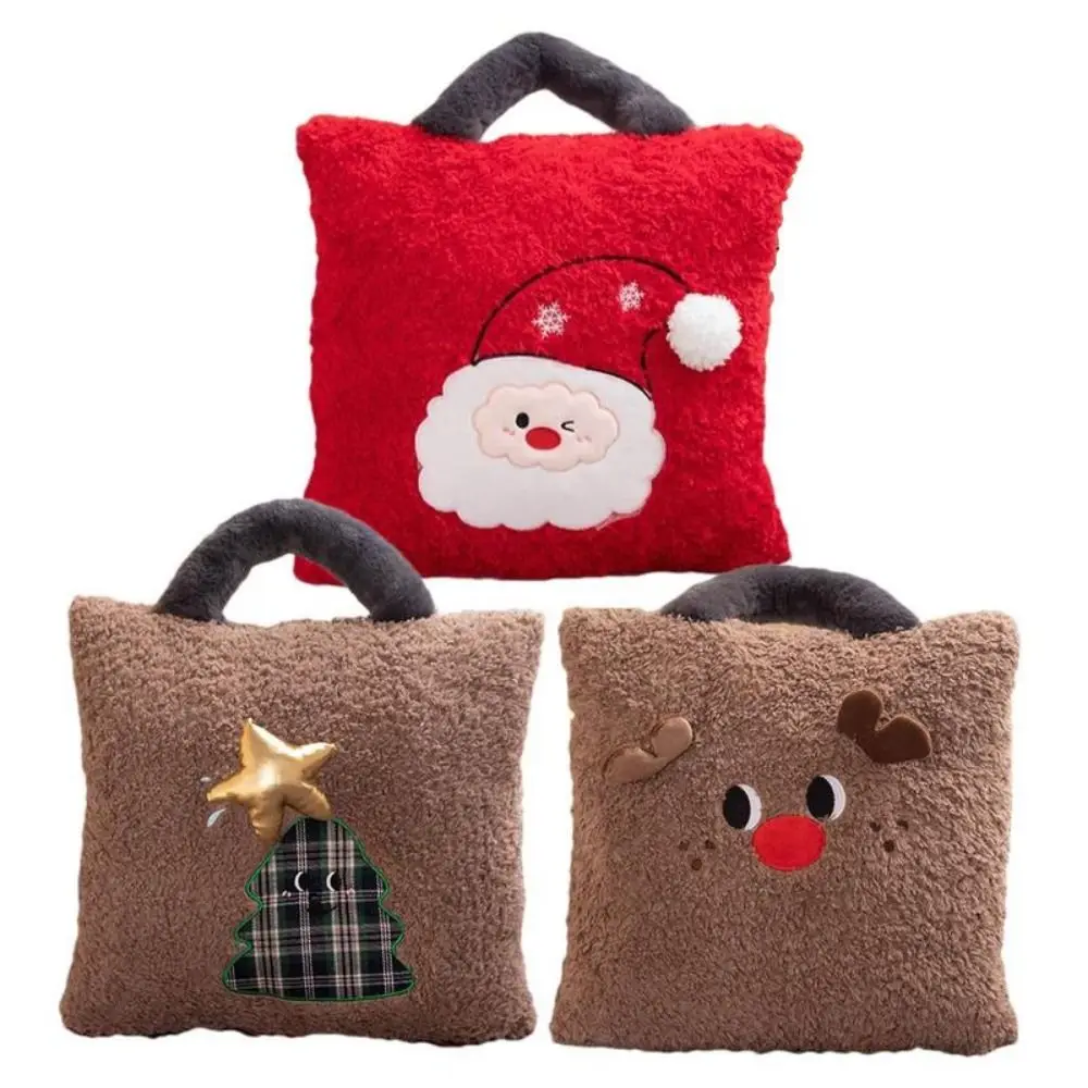 Cuscini natalizi da 16x16 pollici Cuscino portaoggetti natalizio farcito quadrato Morbido e confortevole cuscino in peluche per le vacanze Regalo di Natale