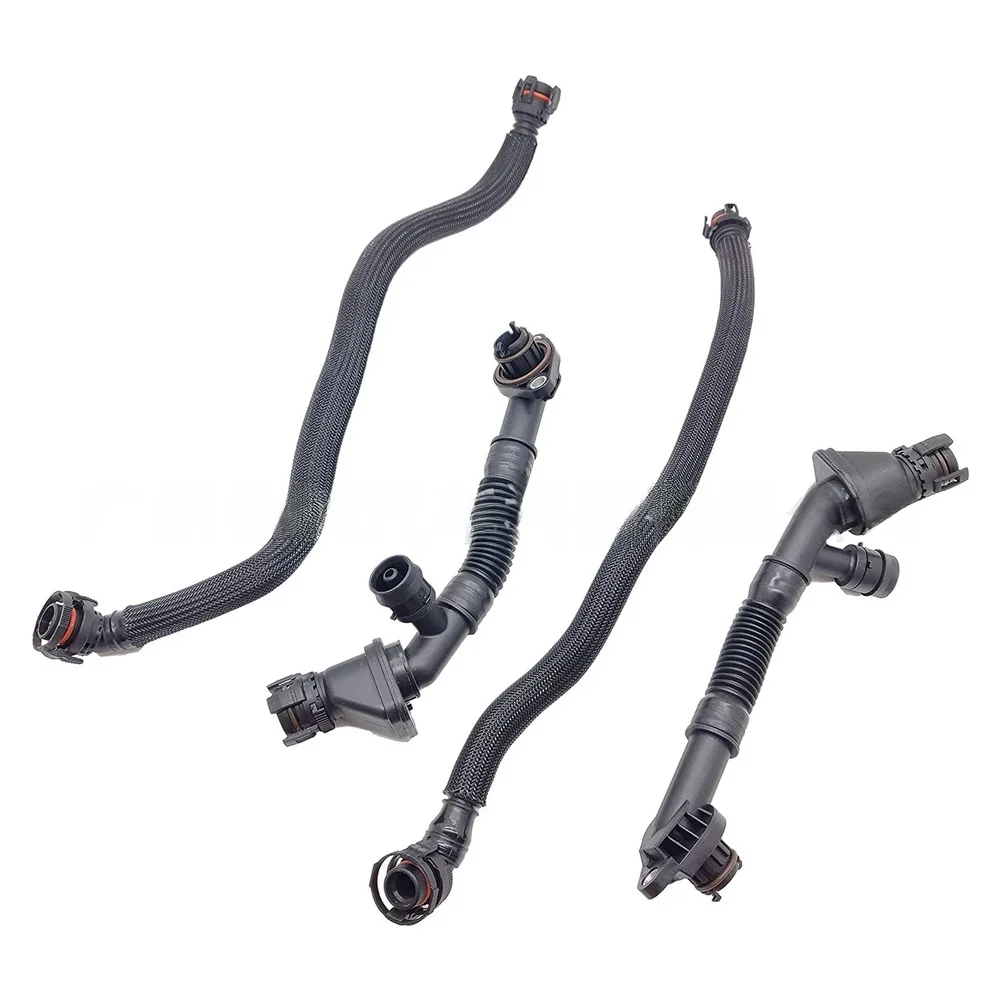 4Pcs LH & RH Breather Hoses Crankcase Vent Pipe Replacement For BMW 550i 11157575640 Crankcase Vent Pipe Car Accessories