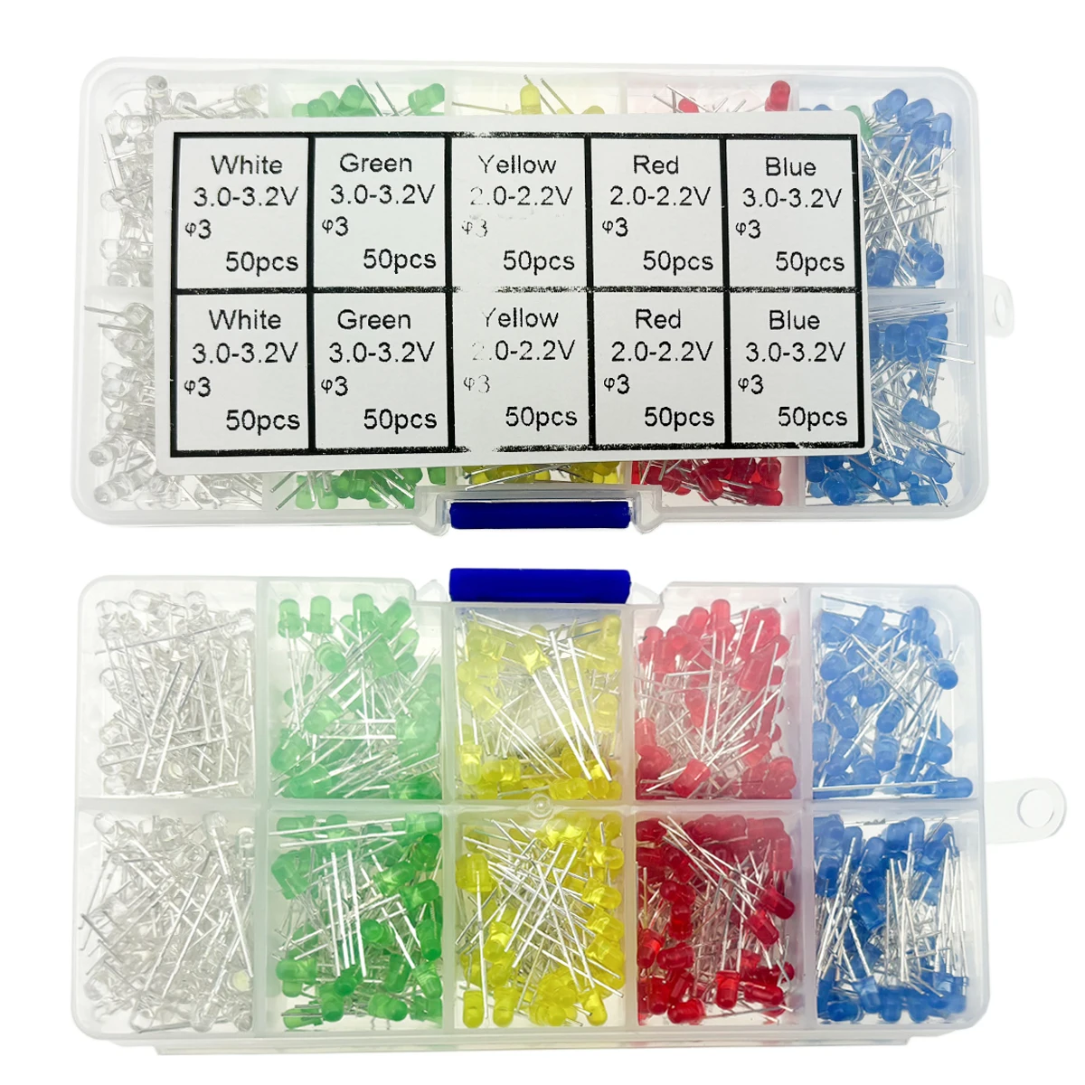 100/300/500 STKS 3 MM 5 MM Light Emitting Diode Elektronische Kit Box F3 F5 LED Diode Diverse Kits Wit Groen Rood Blauw Geel