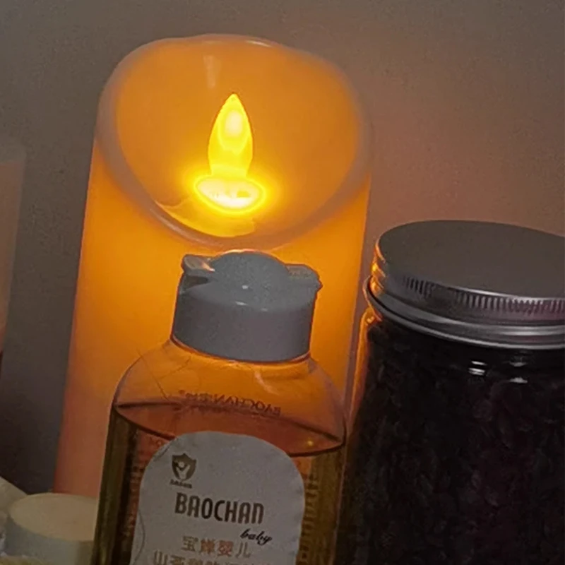 USB-CRechargeable Flickering Flameless Candles Battery Operated & Remote Timer, 400mA Long Lasting Wax LED USB Pillar Candle