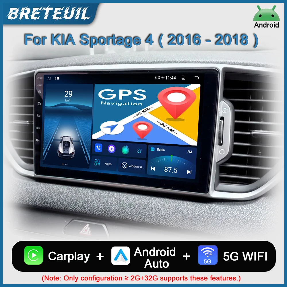 Автомагнитола Android для KIA Sportage 4 2016 2017 2018 KX5 с навигацией, GPS, Carplay, сенсорным экраном, интеллектуальными системами.