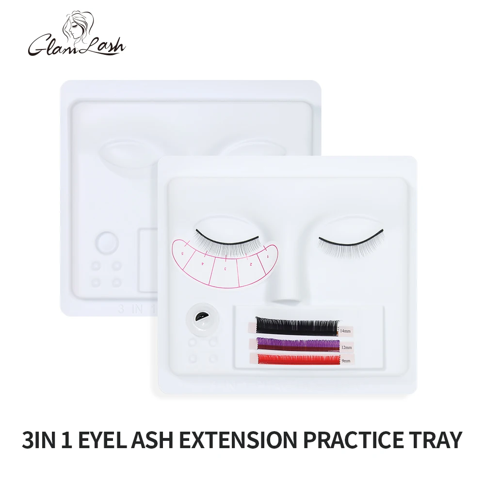 GLAMLASH Eyelash Extension Practice Tray Glue Gasket Adhesive Pallet Lashes Holder Eyelashes Palette Training Display